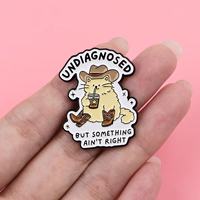 Broches y pines de metal al por mayor con diseño de gato de mezclilla, letras inglesas creativas, insignias de dibujos animados, pines esmaltados con citas únicas para prendas, recuerdo.