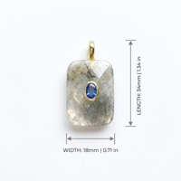 Pendentif rectangulaire en pierre naturelle avec incrustation de zircone ovale, grille à facettes, attache dorée, breloque multicolore en pierres précieuses pour la fabrication de bijoux et cadeaux