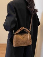 Fabrik OEM Rindsleder-Optik Wildleder PU Nubuk Leder Damen Umhängetasche Schultertasche Benutzerdefiniertes Logo Abdeckung Dame Crossbody Tasche Geldbörse