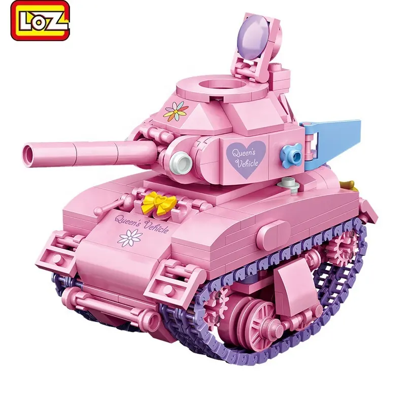 LOZ Plastic DIY toys pink tank car model building blocks intelligence toys