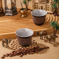 Taza de Café con Diseño Tribal en Relieve Personalizado, Taza de Café Árabe de Cerámica de Arabia Saudita, Taza de Té Apilable de Oriente Medio