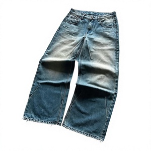 Pantalones de hombre personalizados 100% nailon ligeros de pierna ancha con paneles cosidos de bloques de color, lavados, estilo streetwear, cortavientos, acampanados, tipo vaqueros. - Product Image 4