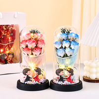 Cadeau de la Saint-Valentin, rose éternelle durable en savon, fleur sous cloche en verre, fleur séchée, souvenir créatif