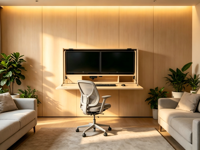 Bureau mural électrique Sit-Stand Murphy pour deux écrans ultra-larges de 27 pouces, poste de travail mural gain de place pour bureau à domicile, double moniteur escamotable OEM