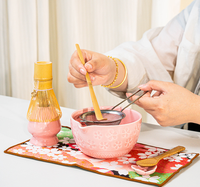 Kit Matcha Japonais Écologique Style Japandi en Céramique Colorée – Chawan, Chasen, Bol à Bec, Support pour Fouet, Fouet en Bambou – Cadeau Thé