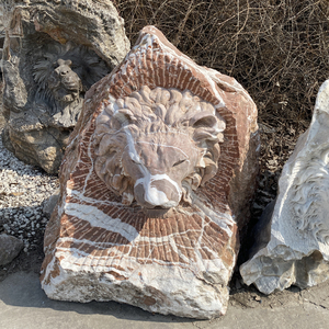 Estatua Animal Arte al aire libre mármol Cabeza De León Escultura - Product Image 4