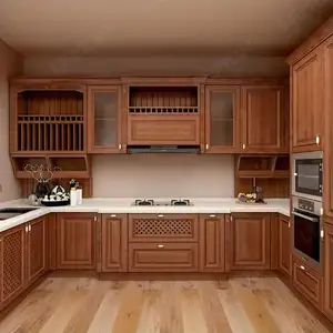 Armário de cozinha novo chinês personalizado para venda Armários de cozinha em madeira de nogueira
