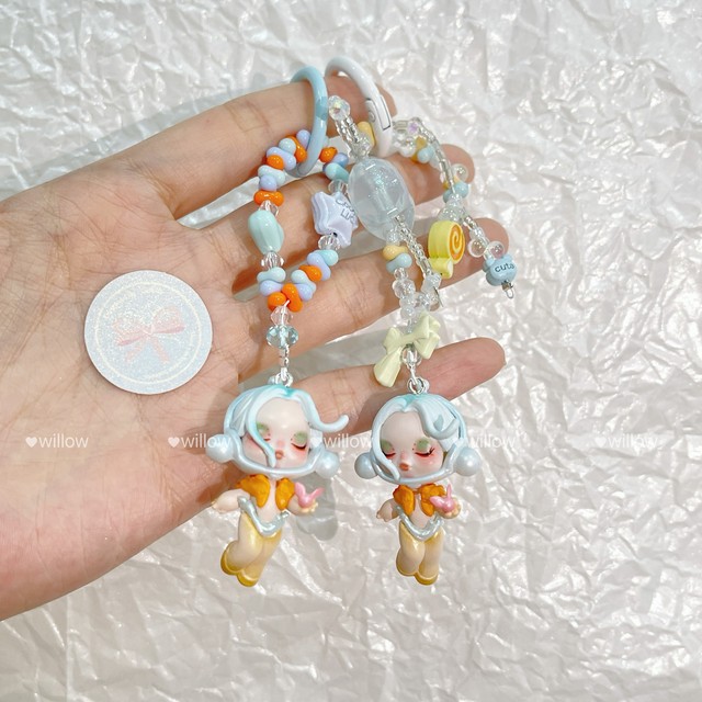 2026 Trending Product SkullPanda Keychain y2k Bag Charms Car Accessories Phone Pendant with Beads Luxury Chains Custom