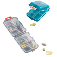 Portable Double Couche PP En Plastique 10 Grilles Voyage Pilule Organisateur Boîte avec Distributeur De Médicaments Cas D'utilisation Quotidienne