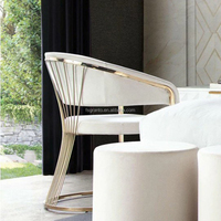 Chaise de Salle à Manger Nordique en Velours, Fauteuils de Restaurant de Luxe en Acier Inoxydable Doré pour Intérieur