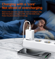 Chargeur mural USB 10W PD 3.0 5V 2A à charge rapide, prise EU compatible avec les iPhones et les appareils mobiles, matériau ABS+PC, blanc, garantie 12 mois