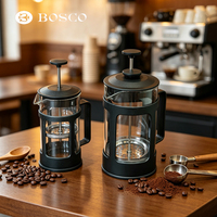 BOSCO Presse à café en verre moderne et portable, style italien, écologique, durable, grande capacité, 3 pièces avec couvercle