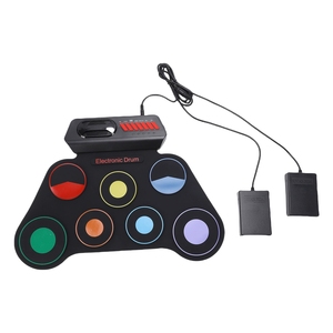 Wholesale Portable Hand Roll‑up <b>Drum</b> Kit 7 Pads Silicone Electronic <b>Drum</b> Set With Foot Pedals <b>For</b> Kids Music Education - Product Image 2