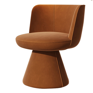 Fauteuil pivotant individuel en velours marron pour salon, chambre à coucher ou coiffeuse - Product Image 1