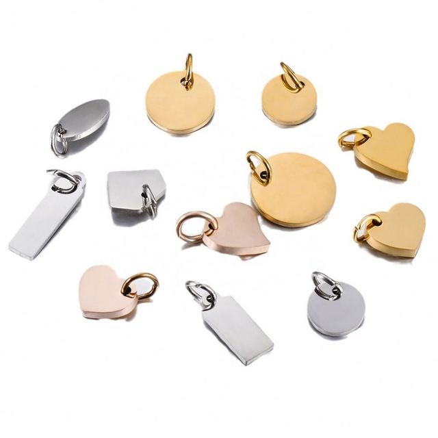 DIY Stainless Steel Jewelry Polished Small Pendant Heart Rectangle Diamond Shapes-for Party Gift Featuring End Charms