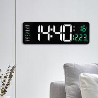 YIZHI jam dinding LED warna-warni, Multifungsi Remote Control Digital pengatur waktu mundur suhu minggu dan tampilan kalender
