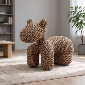 Taburete con Forma de Animal, Asiento Tapizado con Tela Estampada, Otomana Decorativa para Sentarse en el Suelo, para Sala de Estar, Dormitorio, Cuarto de Niños - Product Image 1