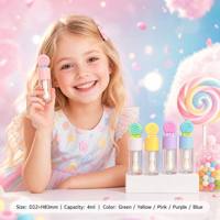 Tube de brillant à lèvres vide ISMAN Private Label 4ml, design sucette, applicateur en silicone épais, emballage cosmétique mignon