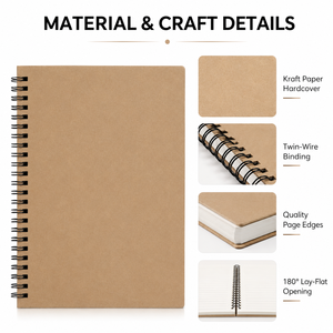 Kraft Paper Spiral Binding A5 Personalized Logo Printing 60 Sheets Lined <strong>Journal</strong> Business Student School Gift <strong>Supplies</strong> - Product Image 3