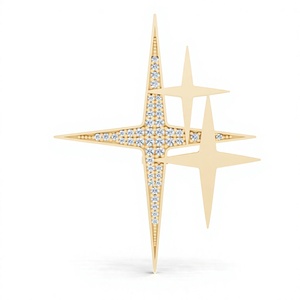 เข็มกลัดรูปดาวประดับเพชร Aarinya Intersecting Starburst รุ่น Orion Multi-Star  ทอง 14K ประดับดาวเหนือ  ของขวัญแต่งงาน - Product Image 1