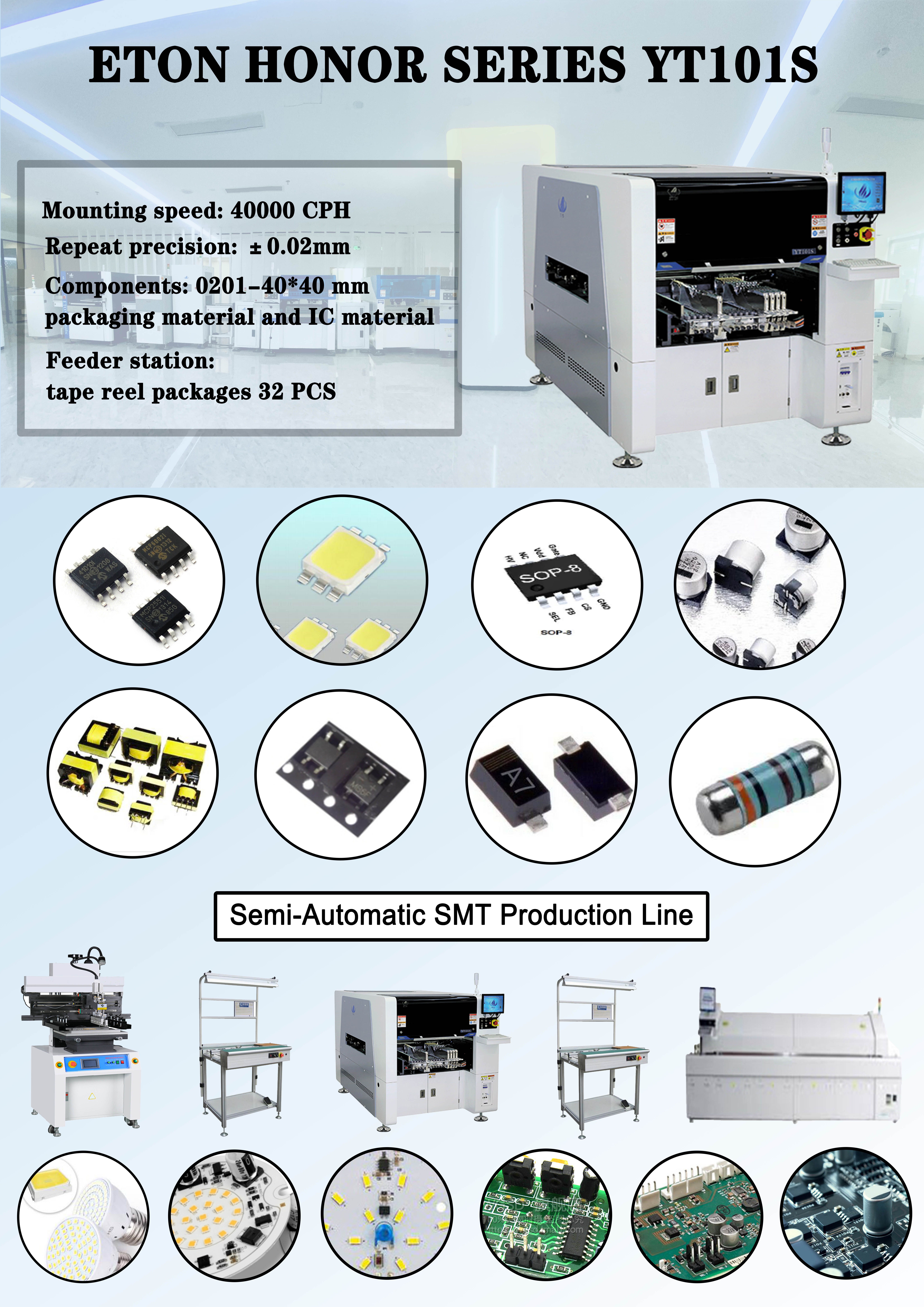 LED Bulb/Power Driver SMT Mounter 40000CPH For SMD Components