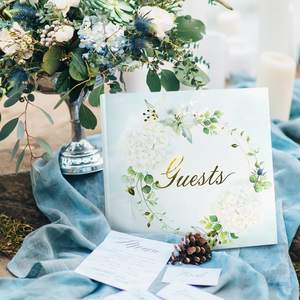 <span class=keywords><strong>Livre</strong></span> d'or de mariage personnalisé à couverture rigide, Design Floral en feuille d'or, Album Photo de 64 Pages - Product Image 2