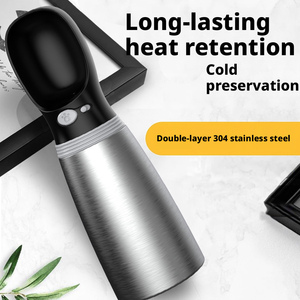 Bouteille d'eau de voyage moderne pour animaux de compagnie en acier inoxydable 304 à double paroi sous vide, isolation froide 24H, anti-fuite, portable pour promenade canin - Product Image 3