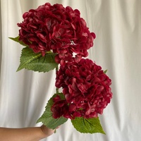 196 pétales d'hortensia artificiel en latex rouge foncé, aspect naturel, pour décoration de mariage et d'hôtel