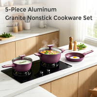 Ensemble de casseroles en granit antiadhésif, aluminium forgé épais compatible avec toutes les plaques de cuisson, logo et emballage personnalisés en usine disponibles