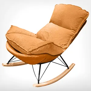 Designer Leisure Chair Rocking Chair Snail-shape Chair Metal Frame Solid Wood Foot With Faux Chenille Fabric
