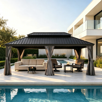 Gazebo de qualité commerciale 12x20 pieds avec toit rigide en acier galvanisé, double toit, pavillon extérieur pour hôtel, villa, projet de complexe hôtelier