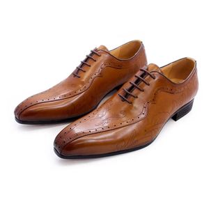 Chaussures Oxford de luxe pour hommes 2025 en cuir de vachette respirant, à lacets, pour mariage et bureau - Product Image 2