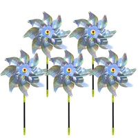 Répulsif à oiseaux, moulin à vent holographique scintillant, pelouse, jardin, effaroucheur d'oiseaux, moulin à vent réfléchissant avec piquets