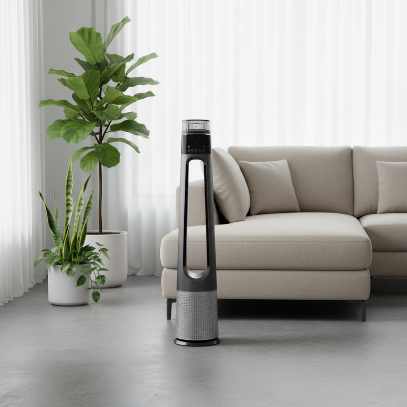 Pedestal Air Cooling Bladeless Fan Heater