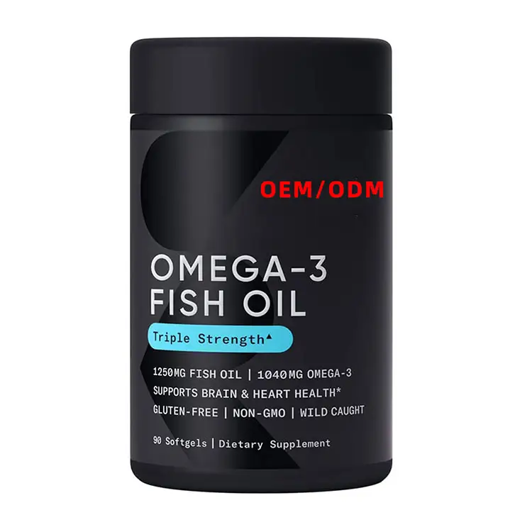 OEM ODM EPA DHA חומצות שומן חוזק משולש 1250mg אומגה 3 דגים שמן לב מוח תמיכה חיסונית עבור גברים נשים