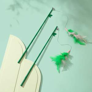 Evcil kedi Teaser sopa için oyuncaklar silikon çevre dostu yeşil tüy çan sopa <span class=keywords><strong>Pet</strong></span> alay kedi interaktif hareket oyuncak - Product Image 5