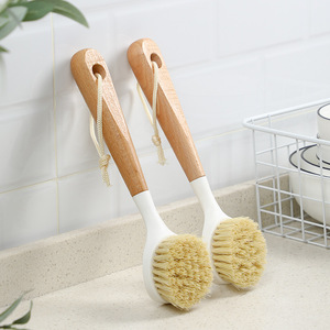 Beech Wood Pot Scrubber <b>Round</b> Multi Purpose Cleaning <b>Brush</b> For Kitchen Dishes Stovetop - Product Image 1