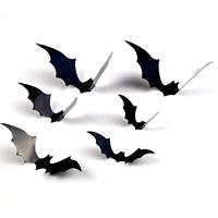 Souvenirs de mariage, décorations murales de chauves-souris d'Halloween, décorations de fête, décorations d'Halloween intérieures et extérieures, autocollants de chauves-souris noirs 3D réutilisables en PVC