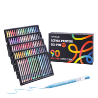 Ensemble de stylos à encre gel en plastique multi-tailles, 1,0 mm, pointes assorties, écriture fluide, professionnel, pour le travail, 90 couleurs, stylos acryliques pour journal