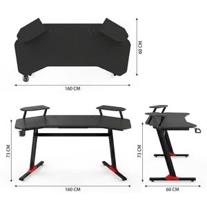 Wholesale Wooden Gaming Computer <b>Desk</b> with <b>Large</b> Desktop Dual Shelves Cup Holder & Extendable Design - Product Image 4