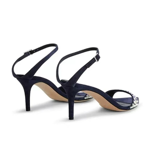 Sandales pour femmes à talons aiguilles moyens, à bout ouvert pointu, à lanière cheville, ornées de diamants colorés, pour soirée - Product Image 5