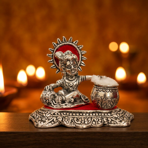 Murti de Krishna de Metal Personalizado, Flauta de Plata de Krishna con Matki para Decoración del Hogar, Bodas y Regalos Festivos - Product Image 3