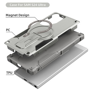Funda Resistente con Soporte para Galaxy S25 Ultra, Compatible con Carga Inalámbrica, Cubierta Metálica para Samsung S25 Ultra, Soporte para Teléfono Móvil - Product Image 5