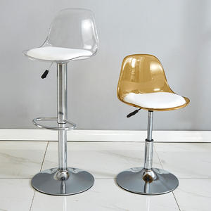 <span class=keywords><strong>Tabouret</strong></span> <span class=keywords><strong>de</strong></span> <span class=keywords><strong>bar</strong></span> moderne simple en plastique PET <span class=keywords><strong>transparent</strong></span> chaise pivotante réglable cuisine salle à manger Restaurant café hôtel utiliser métal - Product Image 3