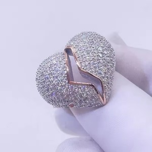 Wholesale Heart Style <strong>Men</strong> <strong>Rings</strong> Fine Jewelry 925 Sterling Silver VVS Moissanite Diamond Iced Out Hip Hop <strong>Ring</strong> - Product Image 4