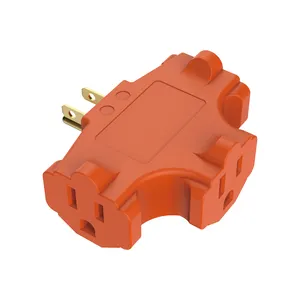 Adaptor daya 125V dan konverter, tiga outlet multi steker extender outlet