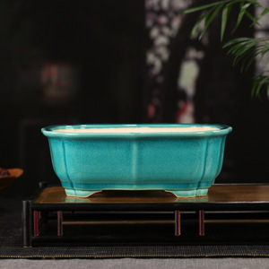 Vente en gros de pots de jardin en céramique <span class=keywords><strong>Yixing</strong></span> pour bonsaïs, forme florale pratique, finition émaillée, pour plantes d'intérieur et culture à domicile - Product Image 2