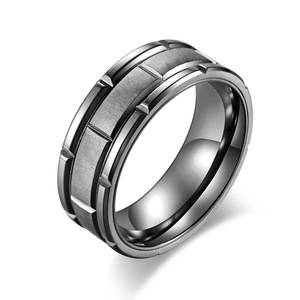 Geometric Brushed <b>Titanium</b> Steel <b>Ring</b> Unisex Wedding Jewelry K-R282 - Product Image 5