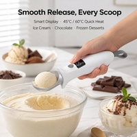 Cuchara Eléctrica para Helado con Calefacción, Cabeza de Aleación de Aluminio con Revestimiento Cerámico, Pantalla Digital de Temperatura y Batería, Apagado Automático