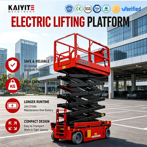Plataforma de Trabajo Aérea Hidráulica Autopropulsada Tipo Tijera con Capacidad de 300 kg y Plataforma Extensible para Mantenimiento de Iluminación en Gimnasios Escolares - Product Image 1